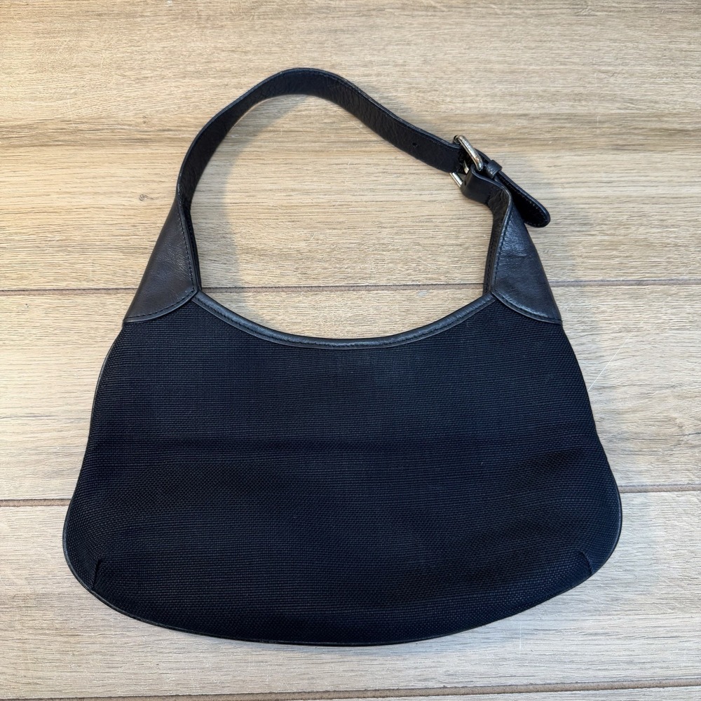 Vintage Y2K Banana Republic Shoulder Hobo Bag Jute Cotton 2000s Black Woven‎